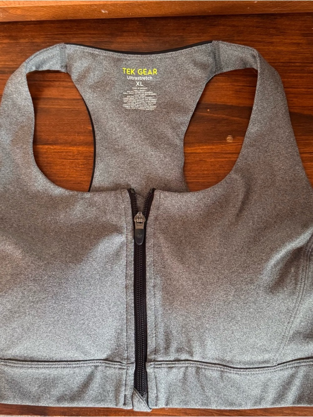 tek gear Heather Gray Front Zip Racerback Sports Bra